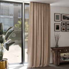 Eleganter und stilvoller Samtvorhang, weich, leicht gl&auml;nzend, beige, nach Ma&szlig;