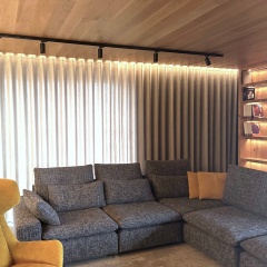 Eleganter Vorhang in Aschbeige, für das Wohnzimmer, nach Maß, ohne Bügeln