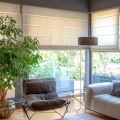 Leinwand Raffrollo in beigem Farbton mit Schimmer