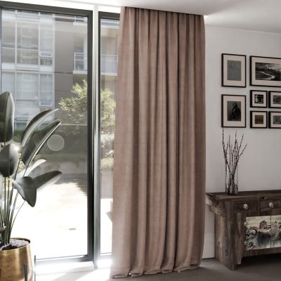 Eleganter Vorhang für das Wohnzimmer/ Schlafzimmer, Samt, leicht glänzend, cappuccinofarben 