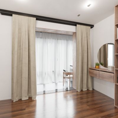 Verdunkelungsvorhang, für das Wohnzimmer, matt, dunkel creme 