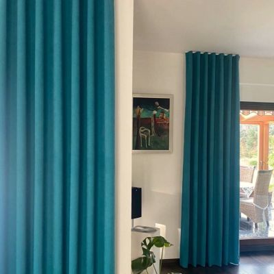 Moderner Vorhang für das Wohnzimmer, matt, einfarbig, türkis, teal