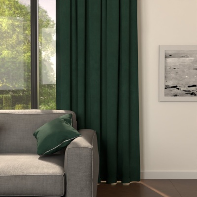 Eleganter, matter Vorhang für das Wohnzimmer, einfarbig, flaschengrün, nach Maß