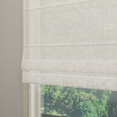 Leinwand-Raffrollo in Ecru mit deutlicher Struktur