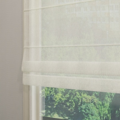 Raffrollo aus natürlichem Leinen in Ecru
